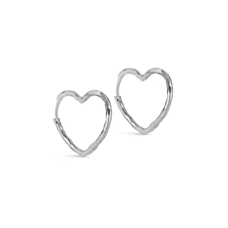 Enamel Copenhagen Organic Heart Medium Hoops Silver